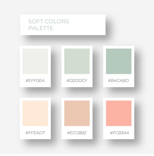 Vector paleta de colores pastel de moda. paleta de colores acogedora. tono de sombra de caramelo de verano swatch con código hexadecimal