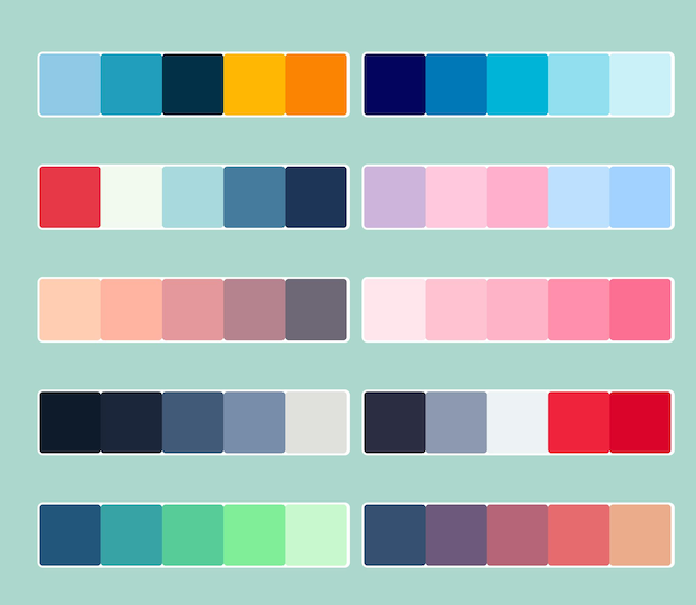 Vector paleta de colores popular para diseño gráfico, diseño de aplicaciones y desarrollo web
