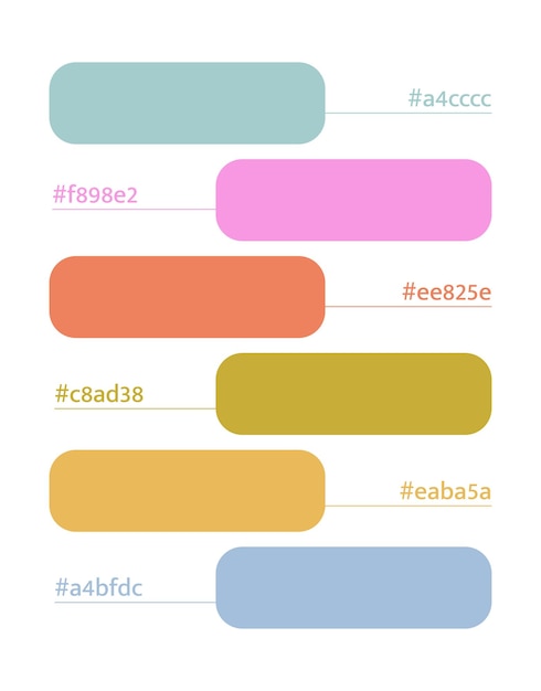 Paleta de colores rosa, azul y amarillo, catálogo de neón vibrante, combinación de colores, colores RGB CMYK Pantone, paleta de colores armoniosos, muestra de diseño y edición de ideas con código hexadecimal