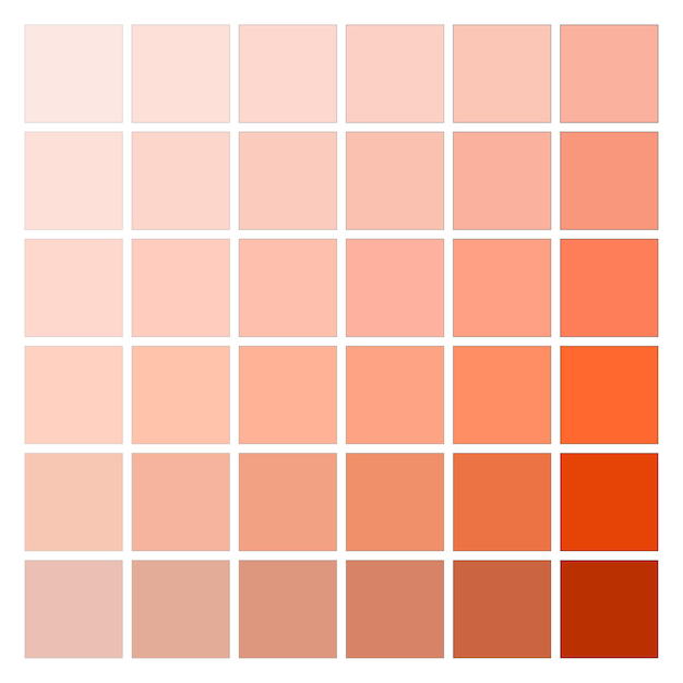 La paleta de colores de las sombras gradientes del melocotón Ilustración vectorial EPS 10