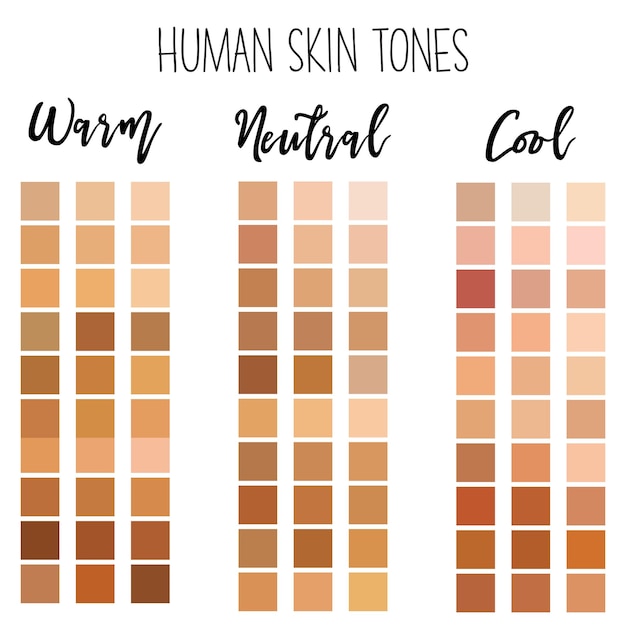 Vector paleta de colores de tonos de piel humana.