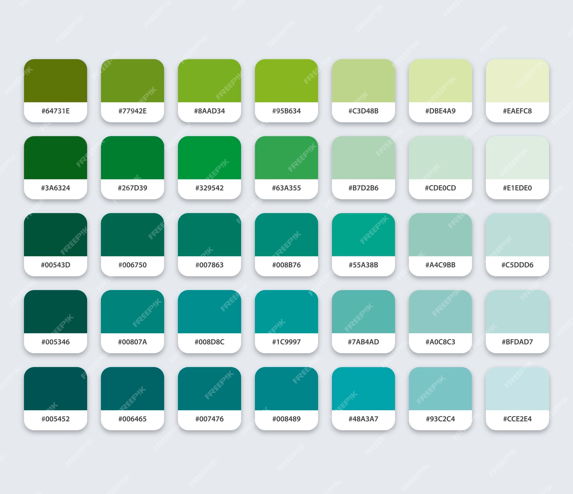 Paleta de colores verde azul aguamarina con hexágono | Vector Premium