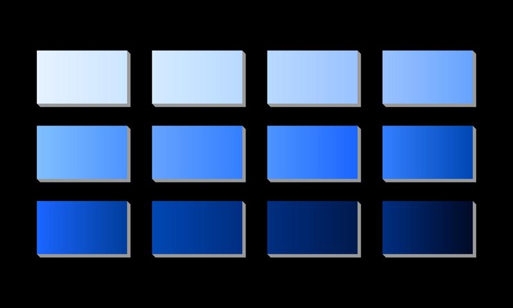 Vector paleta de gradientes de color azul