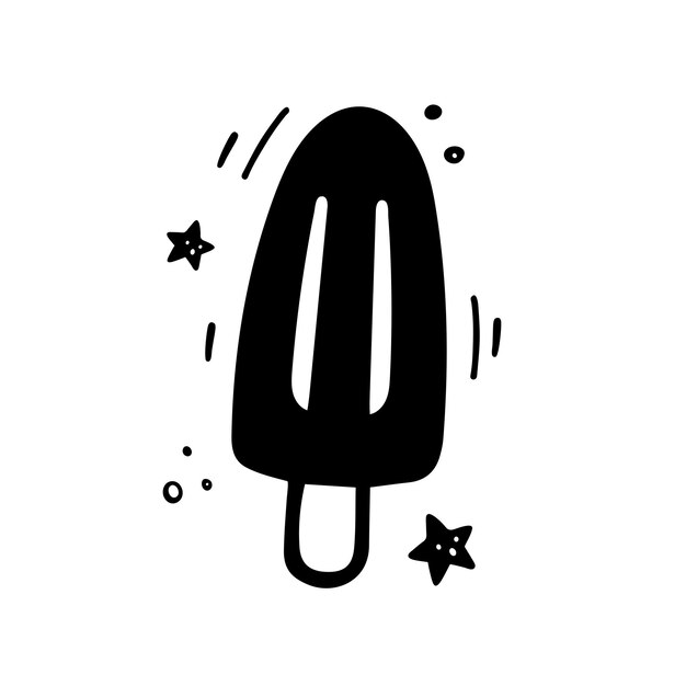 Paleta de helado dibujada a mano Bosquejo de helado Ilustración de comida rápida en estilo garabato