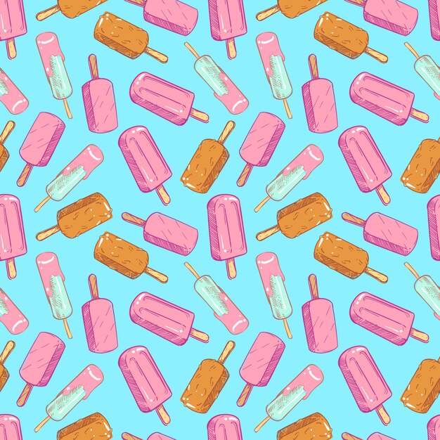 Paleta de patrones sin fisuras - mano dibujada textura perfecta de helado