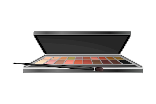 Paleta de sombras de ojos como cosméticos decorativos o ilustraciones vectoriales de cosméticos de color