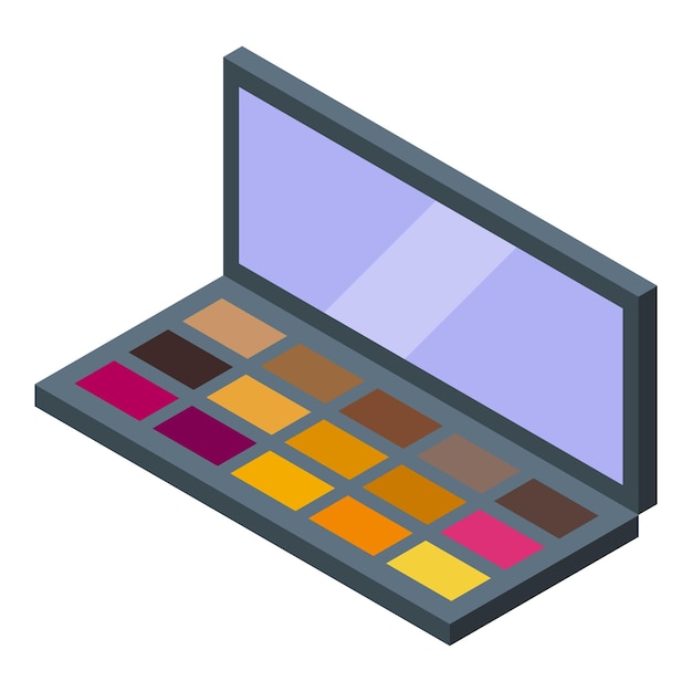 La paleta de sombras de ojos con espejo para el maquillador muestra productos de belleza coloridos