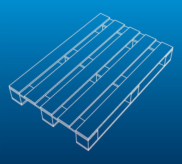 Paleta de transporte sobre un fondo azul Objeto hecho con trazos Elemento de contornos blancos Diseño vectorial