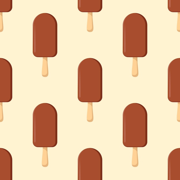 Paleta vector patrón sin fisuras Helado de chocolate sobre fondo beige
