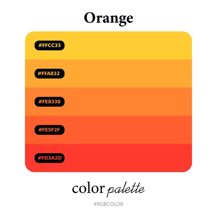 Vector paletas de color naranja con precisión con códigos, perfecto para uso de ilustradores