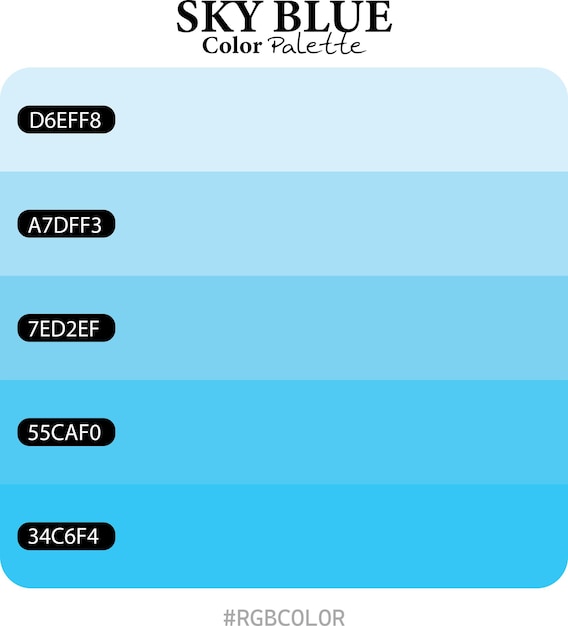 Paletas de colores azul cielo con precisión con códigos vectoriales Perfecto para su uso por ilustradores