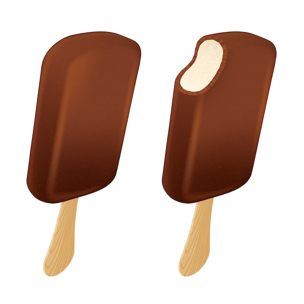 Vector paletas de helado cubiertas de chocolate