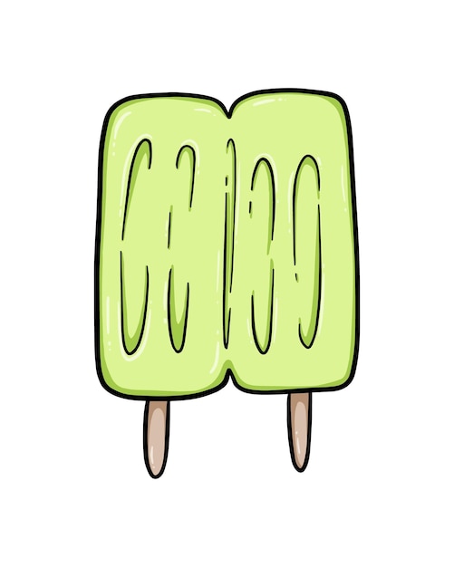 Paletas de helado juntas que enfrían la comida de postre dulce doodle para colorear de dibujos animados lineales