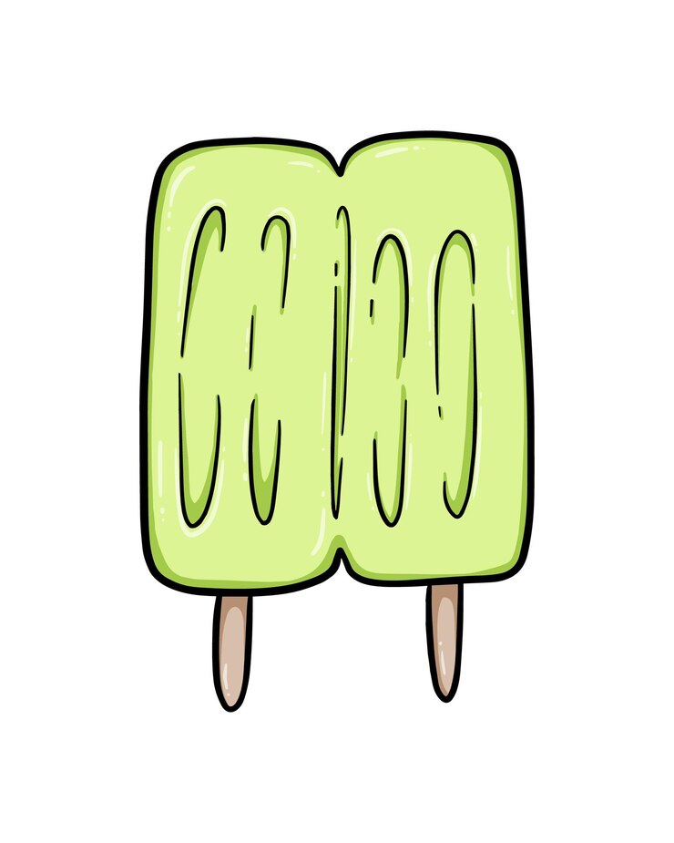 Vector paletas de helado juntas que enfrían la comida de postre dulce doodle para colorear de dibujos animados lineales