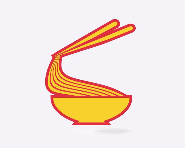 Palillos ramen fideos pasta logo diseño vector icono ilustración