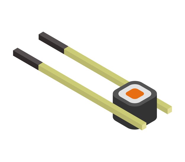 Vector palillos de sushi isométricos