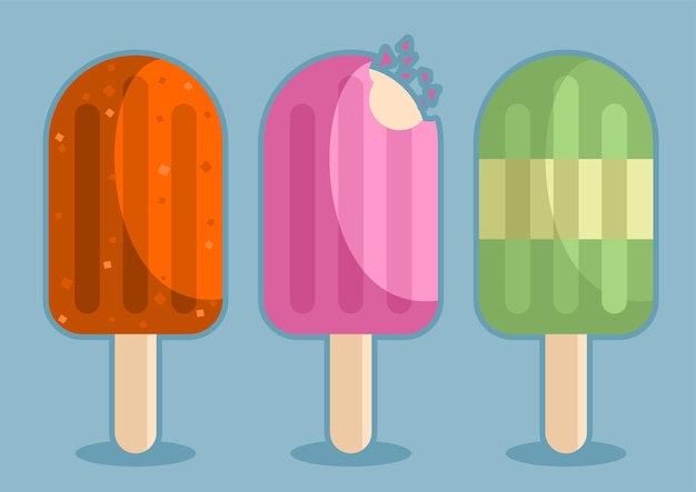 palitos de helado con tres sabores diferentes
