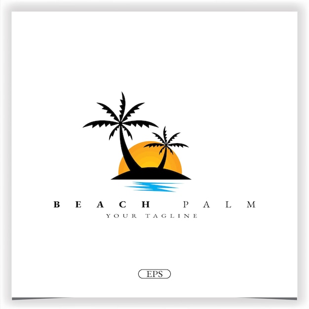 Palm beach logo premium elegante plantilla vector eps 10