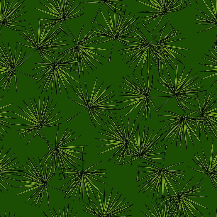 Vector palma de abanico deja patrón sin costurasrama tropical vintage en estilo de grabado