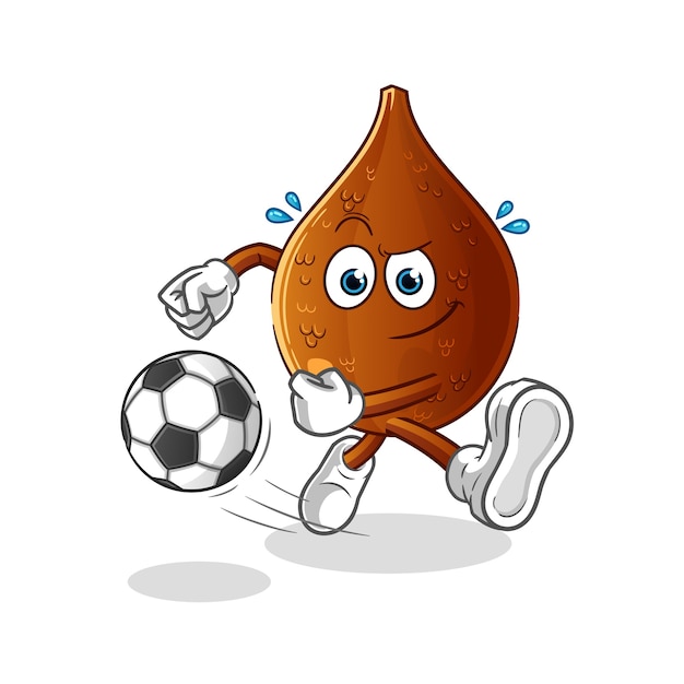 Palma espinosa pateando la bola mascota de dibujos animados de dibujos animados