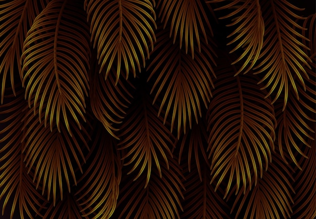 Palma de rama realista. hojas y ramas de palmeras. fondo de hojas tropicales. follaje verde, patrón de hojas tropicales. ilustración vectorial