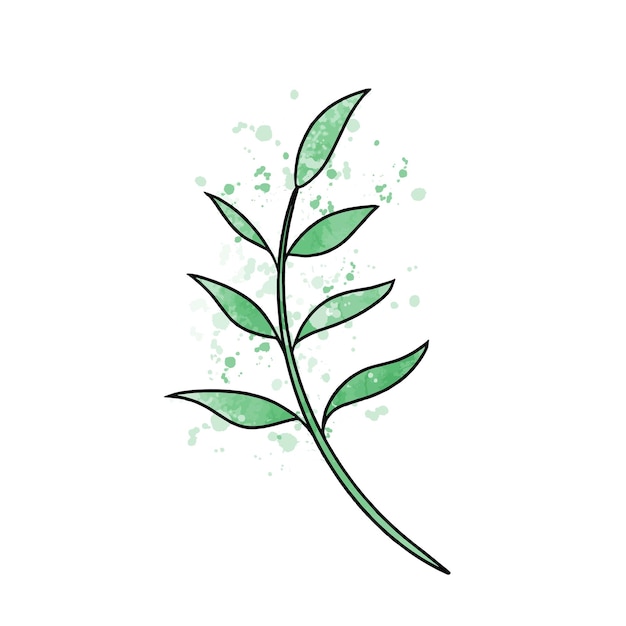 Palma de rama verde Ilustración de calco digital