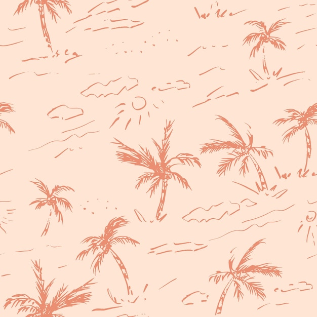 Palmas de verano Patrón decorativo vectorial sin costuras Fondo repetitivo Impresión de papel tapiz para azulejos