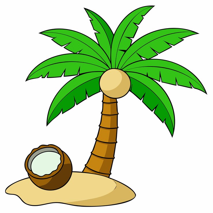 Vector una palmera con un coco y un coco en ella
