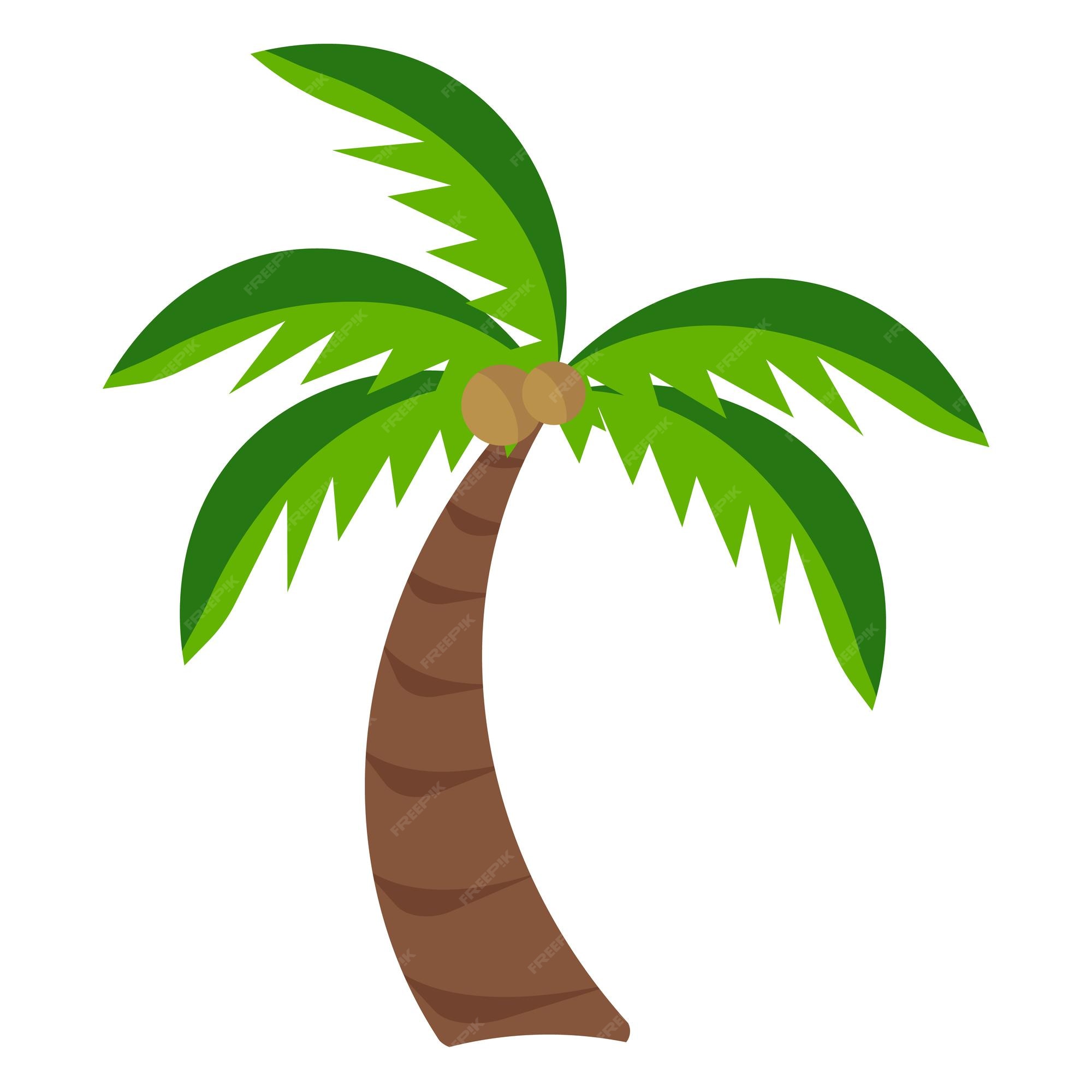 Palmera de dibujos animados sobre fondo blanco con logo de cocos pegatinas  de verano diseño plano | Vector Premium