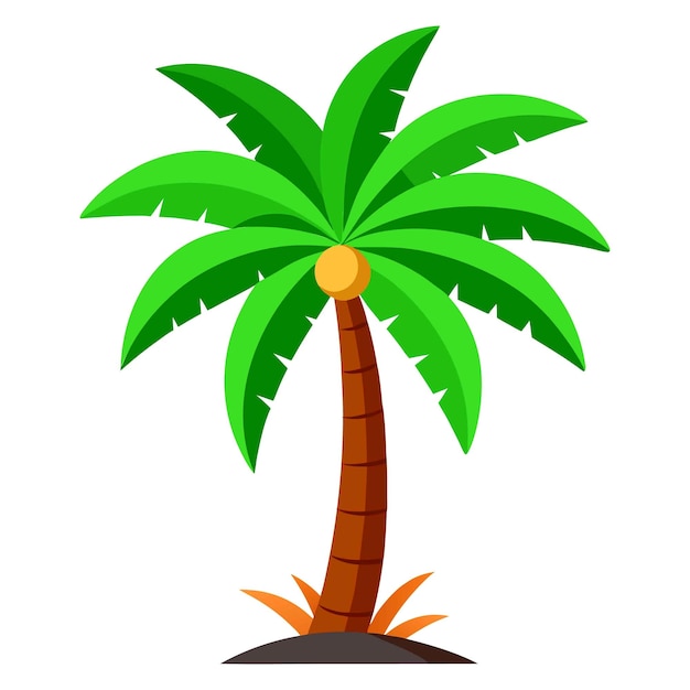 Palmera de dibujos animados sobre un fondo blanco