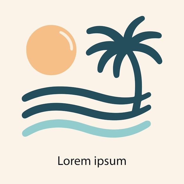 una palmera está en el agua y el sol está en la parte superior de la imagen