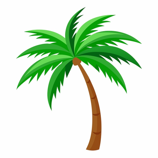una palmera con un fondo blanco con una imagen de dibujos animados de una palmera