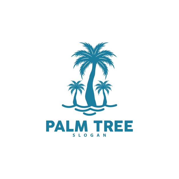 Palmera Logo Playa Vector Verano Diseño Silueta Símbolo Ilustración