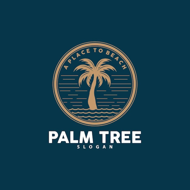 Palmera Logo Playa Vector Verano Diseño Silueta Símbolo Ilustración