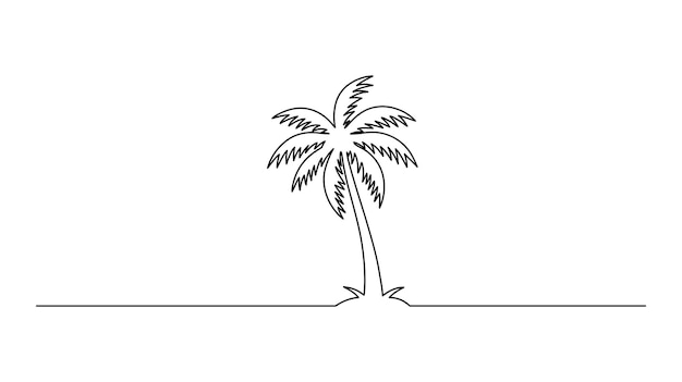 Palmera minimalista dibujo continuo de una línea arte vectorial dibujado a mano