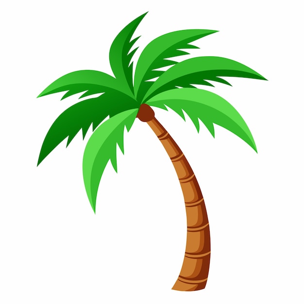 una palmera con una parte superior verde y un dibujo de una palmera en ella