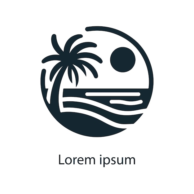 una palmera y una pelota de playa con una palmera en el medio