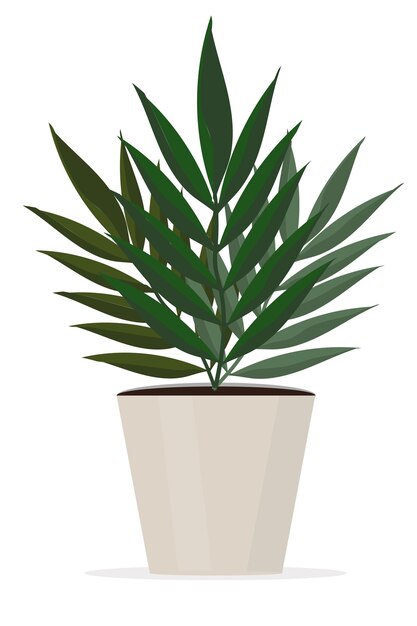 Palmera de planta de interior en una ilustración de vector de olla verde