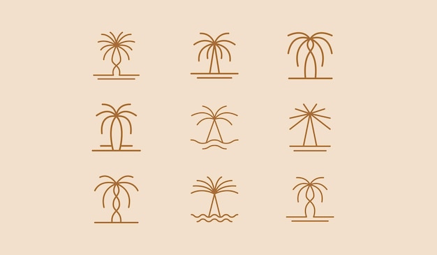 Palmera Resumen Verano y vacaciones Icono o logotipo