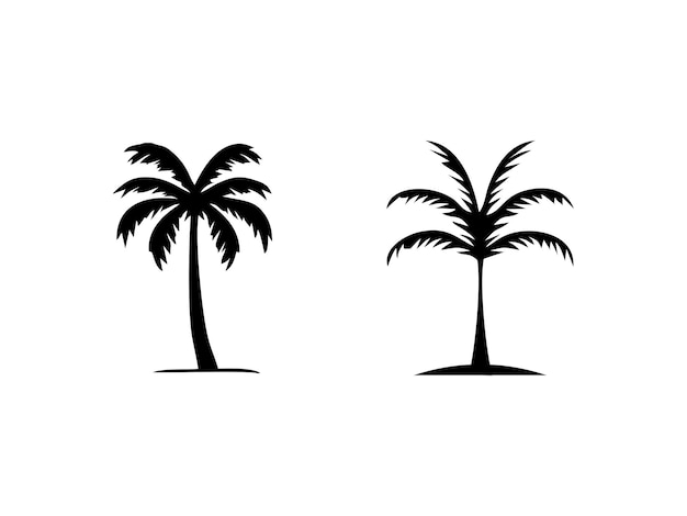 palmera con silueta de coco aislada sobre un fondo blanco