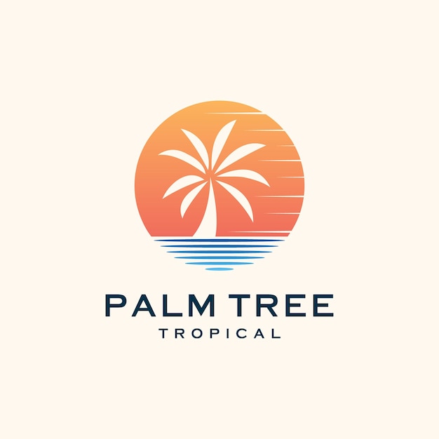 Vector palmera tropical retro vintage logo diseño ilustración