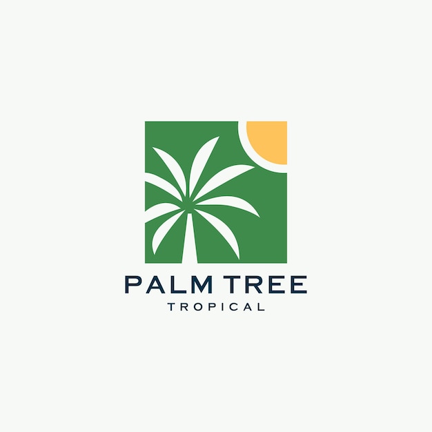 Palmera Tropical Retro Vintage Logo Diseño Ilustración