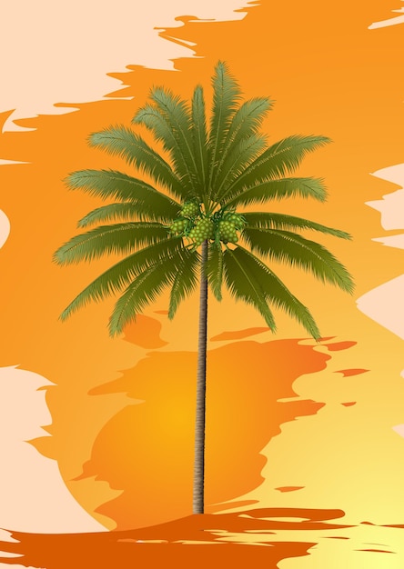 Palmera y vacaciones de verano Ilustración vectorial de una palmera en una costa arenosa