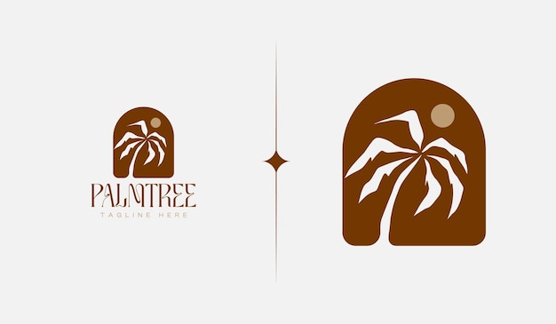 Palmera verano tropical símbolo premium creativo universal plantilla de logotipo de icono de signo vectorial ilustración vectorial