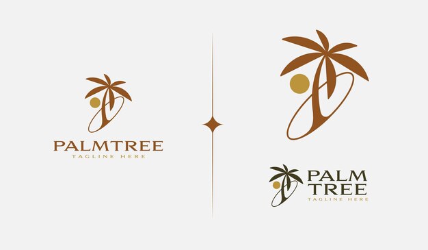 Palmera Verano Tropical Símbolo premium creativo universal Plantilla de logotipo de icono de signo vectorial Ilustración vectorial