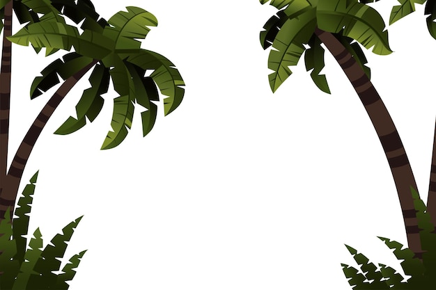 Palmeras con ilustración de vector plano de plantilla de plantas tropicales sobre fondo blanco