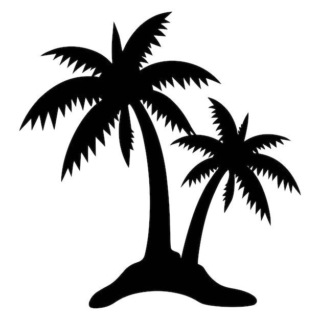Palmeras en una pequeña isla de fondo blanco