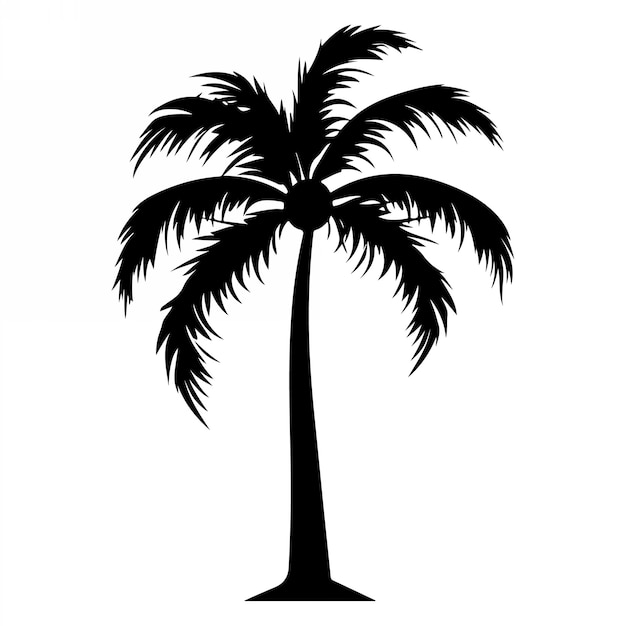 Palmeras tropicales con hojas y siluetas negras aisladas sobre un fondo blanco Vector