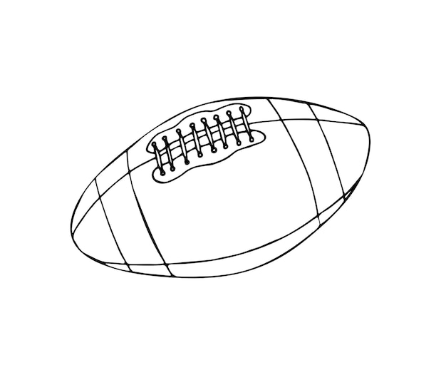 Palo de fútbol americano Palo de rugby dibujado a mano sobre fondo blanco Icono sencillo de pelota de rugby de cuero