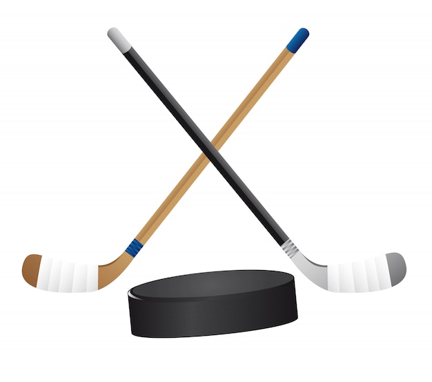 palo de hockey y hockey puck aislado vector illustration